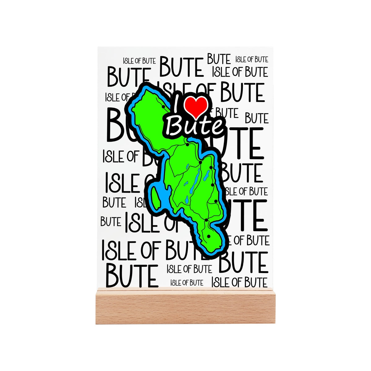Isle of Bute Night Light with Wood Base - FREE p&p Worldwide