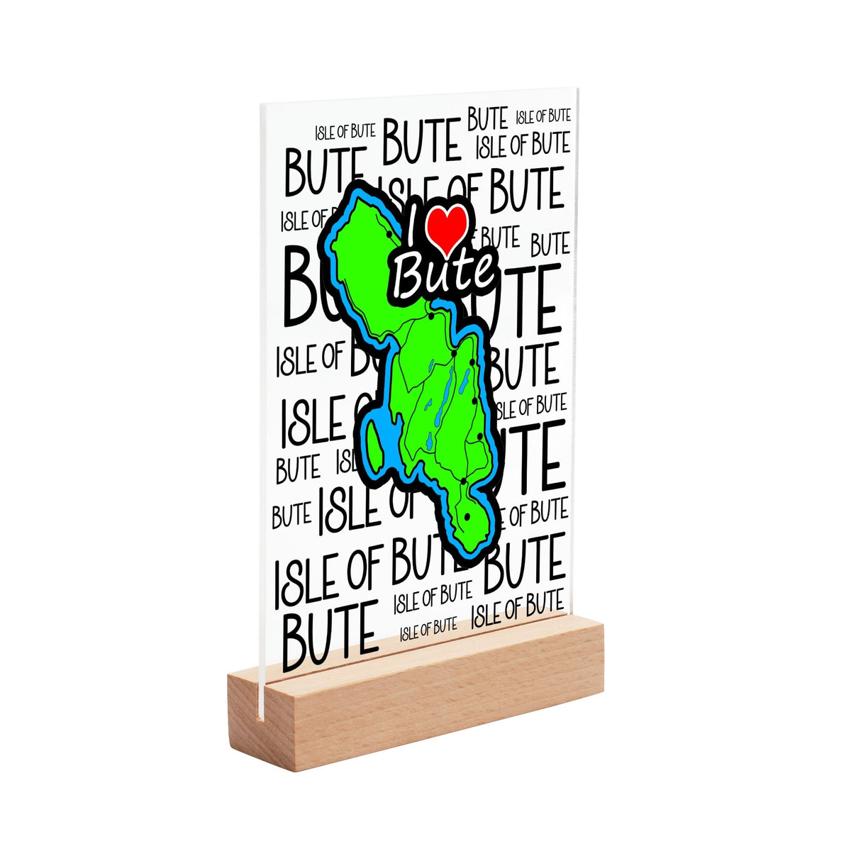 Isle of Bute Night Light with Wood Base - FREE p&p Worldwide