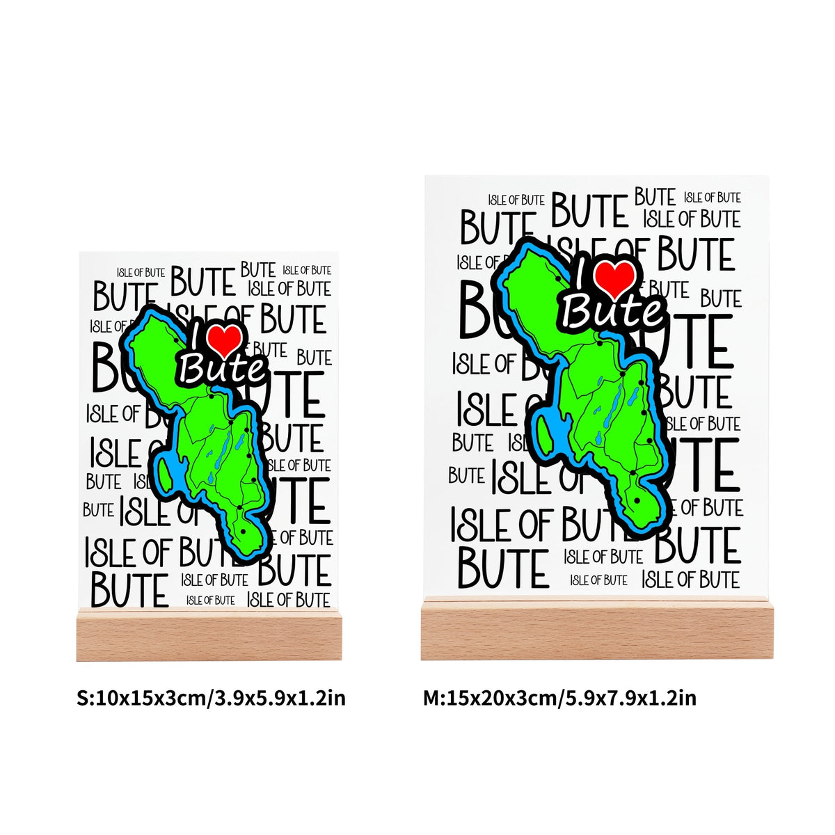 Isle of Bute Night Light with Wood Base - FREE p&p Worldwide