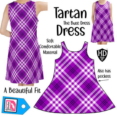 The Bute Purple Tartan Dress - Free p&p Worldwide