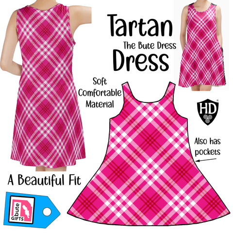 The Bute Pink Tartan Dress - Free p&p Worldwide