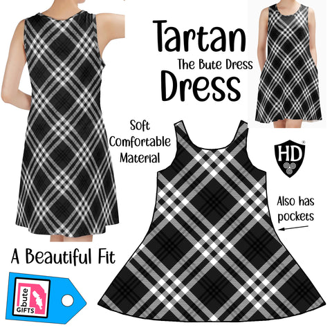 The Bute Black Tartan Dress - Free p&p Worldwide