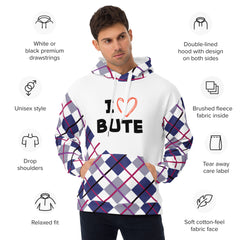 I love Bute Unisex Hoodie FREE p&p Worldwide