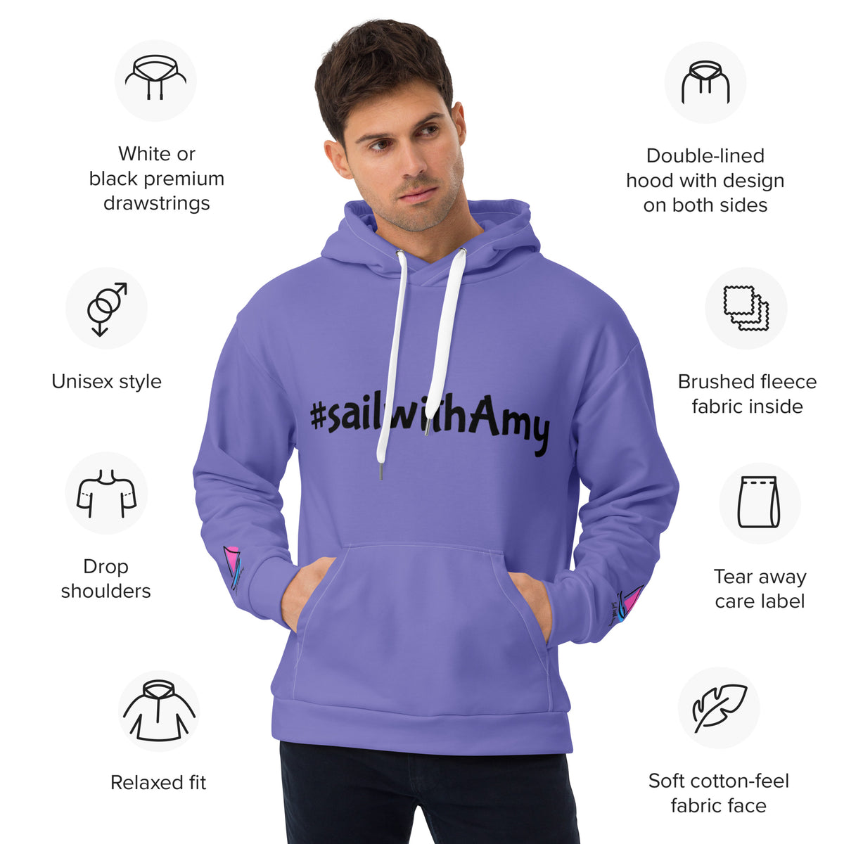 Sail with Amy - Unisex Hood - Free p&p Worldwide