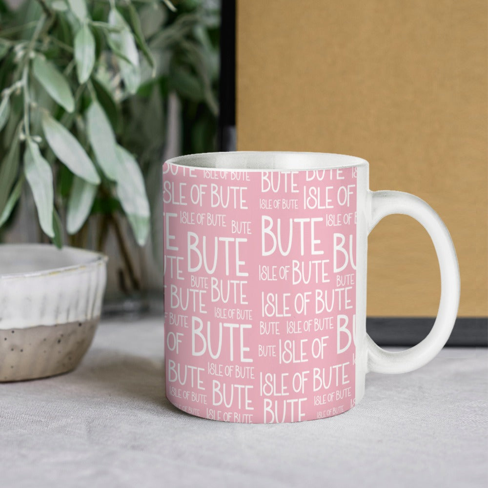 Port Bannatyne Pink Typography Mug | Isle of Bute