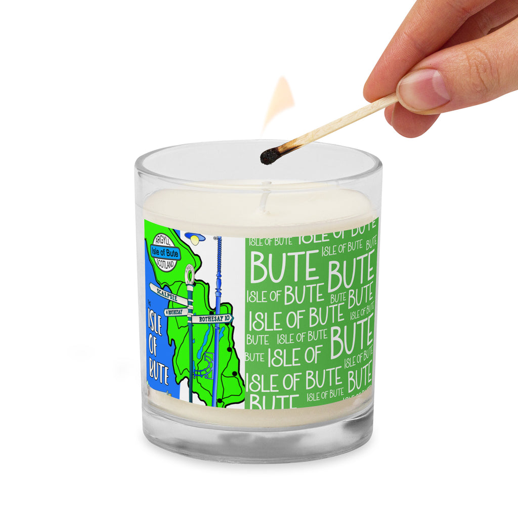 Isle of Bute Glass jar soy wax candle - Free p&p Worldwide