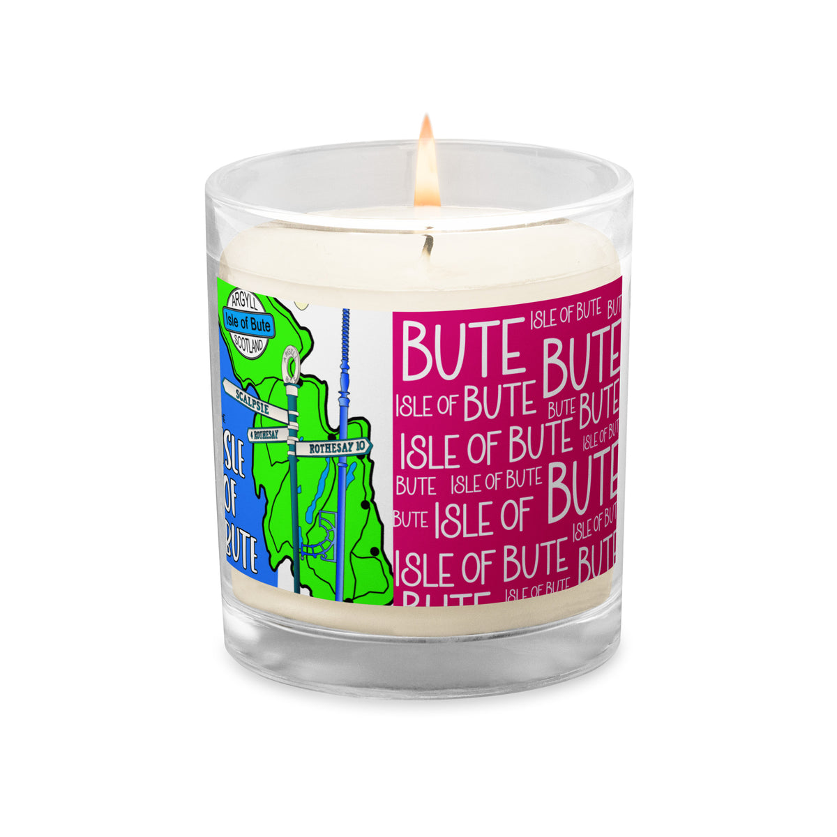 Isle of Bute Glass jar soy wax candle - Free p&p Worldwide