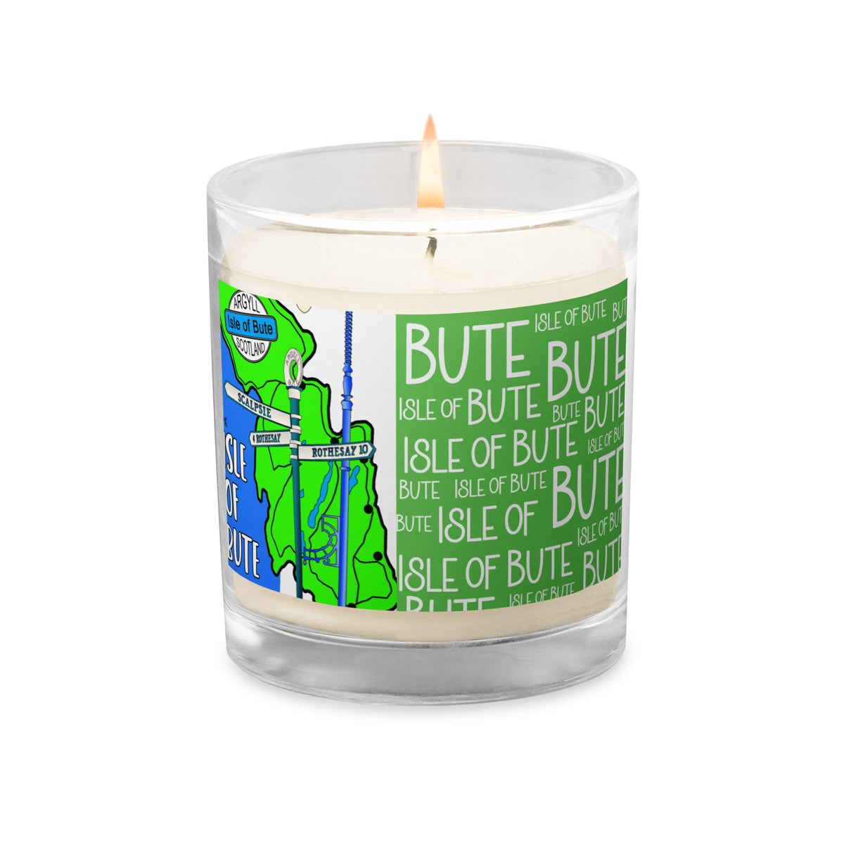 Isle of Bute Glass jar soy wax candle - Free p&p Worldwide