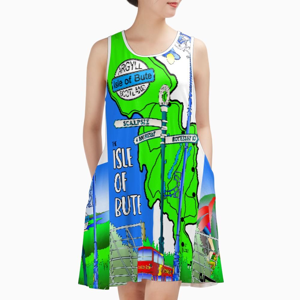Isle of Bute Sleeveless A-Line Dress – Free P&P Worldwide