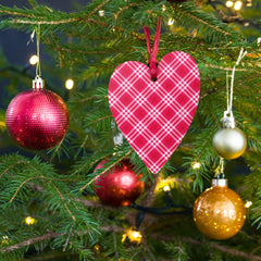 Tartan Heart Christmas Ornament - different designs on each side
