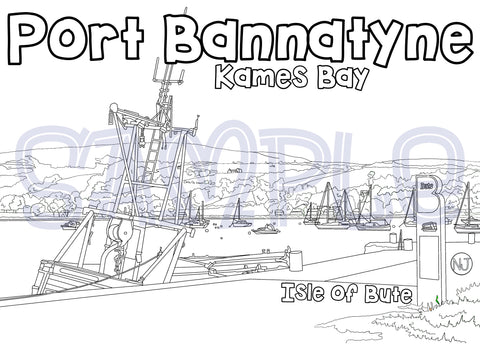 Kames Bay Port Bannatyne Colour In Sheet (FREE DIGITAL DOWN LOAD)