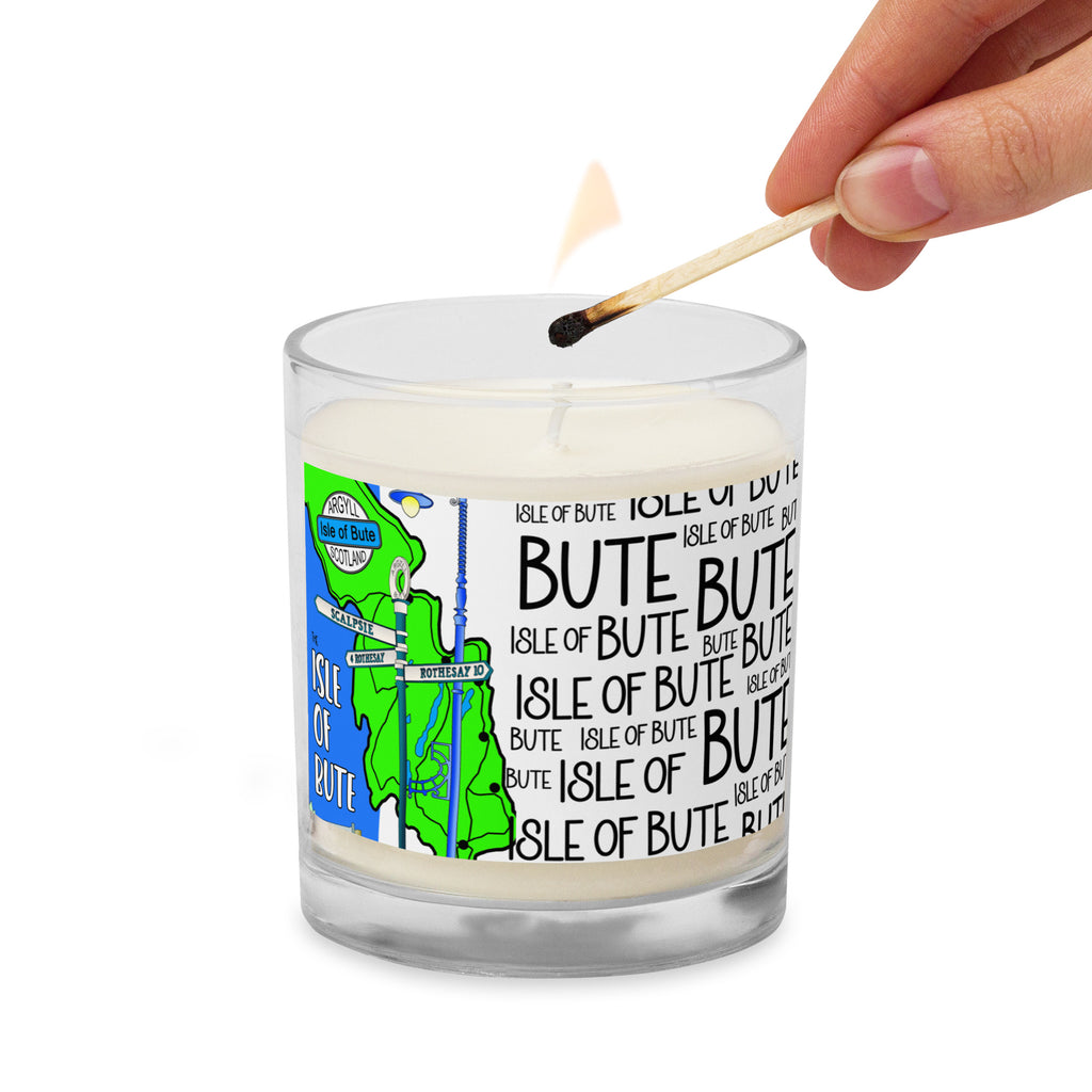 Isle of Bute Glass jar soy wax candle - Free p&p Worldwide