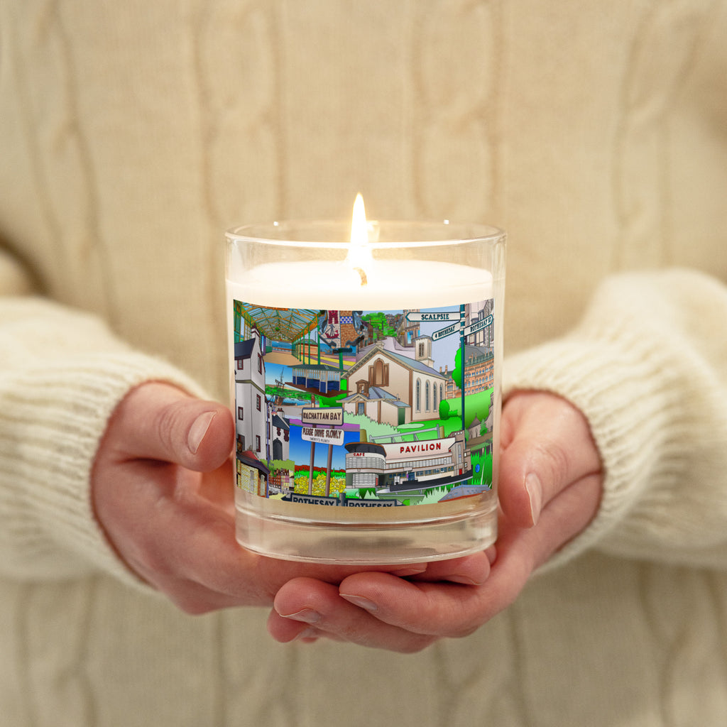 Isle of Bute Glass jar soy wax candle - Free p&p Worldwide