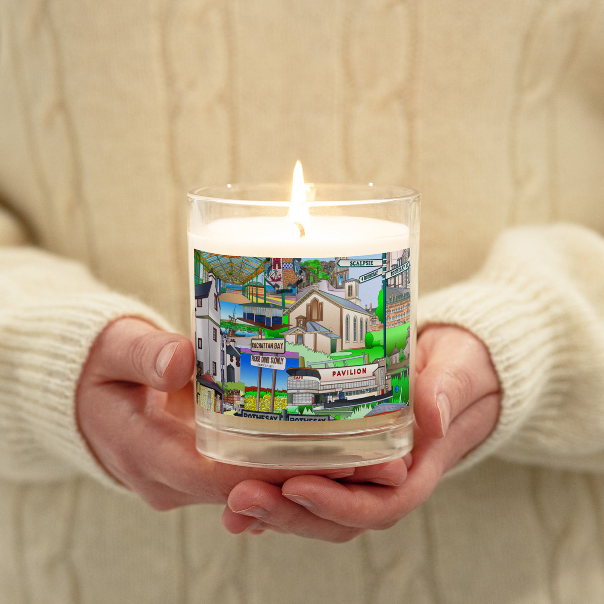 Isle of Bute Glass jar soy wax candle - Free p&p Worldwide