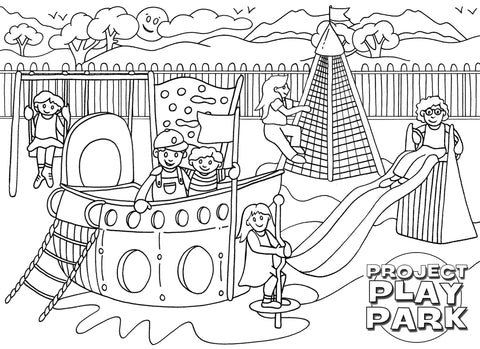 Project Play Park Colour In Sheet (FREE DIGITAL DOWN LOAD)